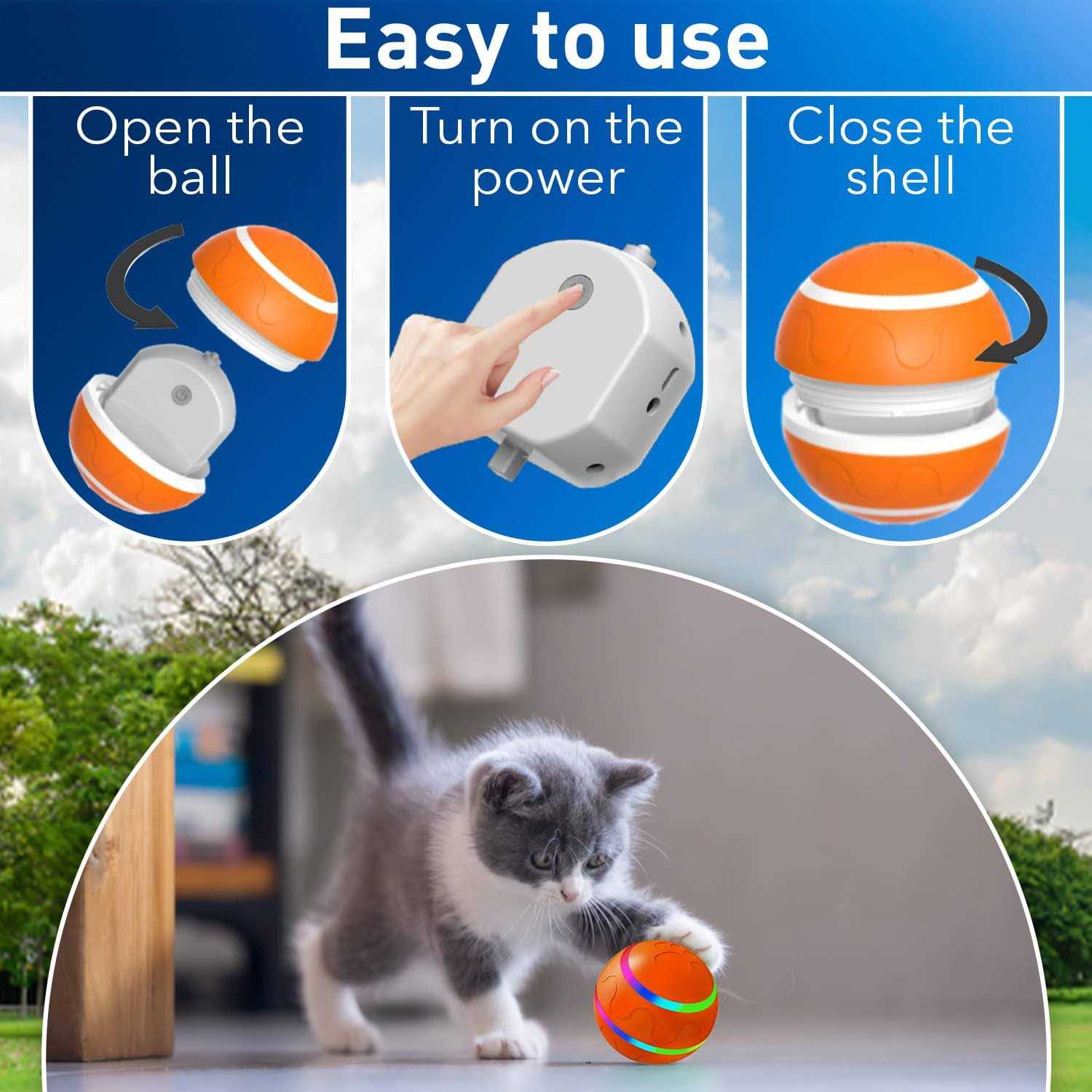 Interactive Dog Ball Toy Automatic Pet Ball with USB Charging & LED Lights T96863