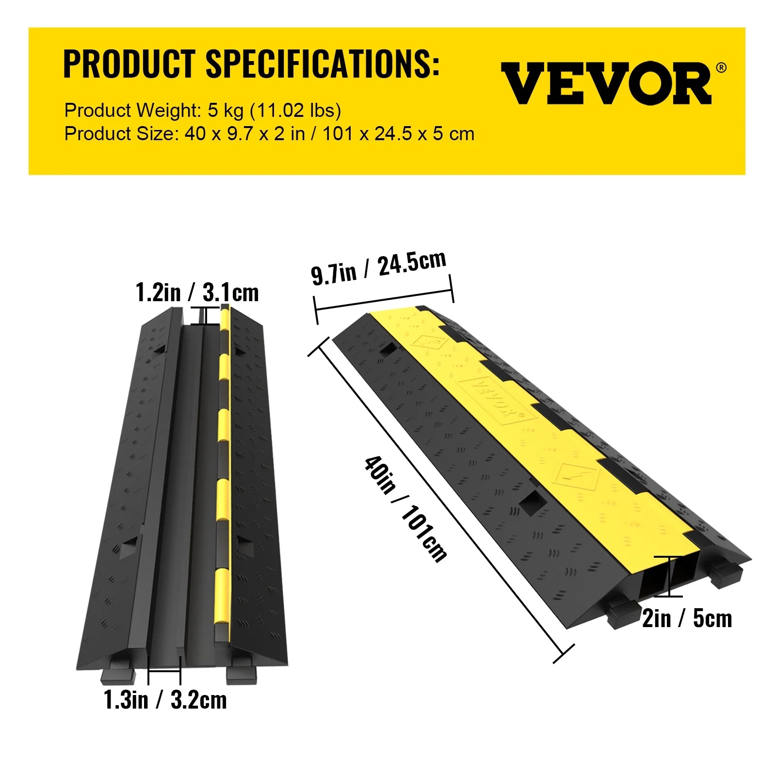 4 Packs 2 Channels Rubber Cable Protector Ramp A2267