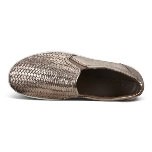 Women's Stone Metallic Leather Soft 7 Woven Slip-On Sneakers I644627