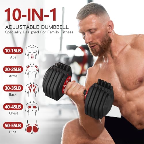 Adjustable Dumbbell 55LB Single Dumbbell Weight with Anti-Slip Metal Handle P745