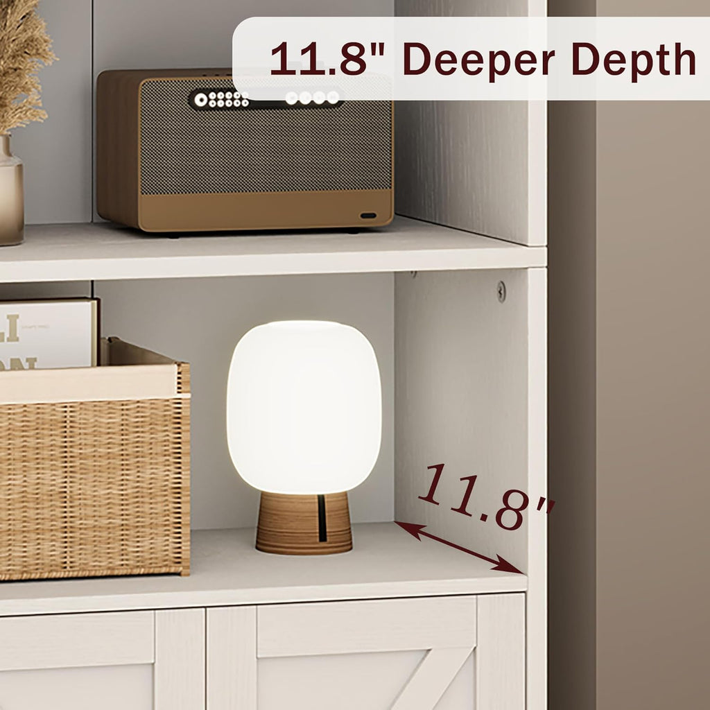 White 6 Shelf Wooden Bookcase with Doors Q8169