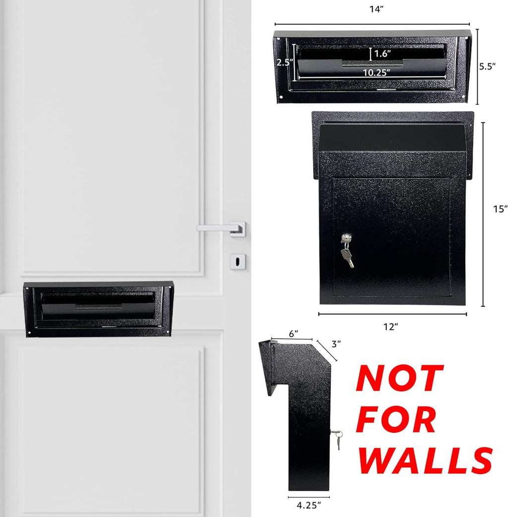 Black Galvanized Steel Mailbox Drop Box F838871