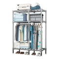 Metal Wardrobe Closet with 2 Hanging Rods, Storage Shelves (43.3 x 17.7 x 67 Inches) L9096