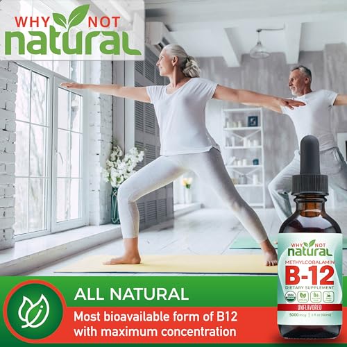 Natural Organic Vitamin B12 Liquid Sublingual 60 x 5000 mcg Methylcobalamin Drops R351242