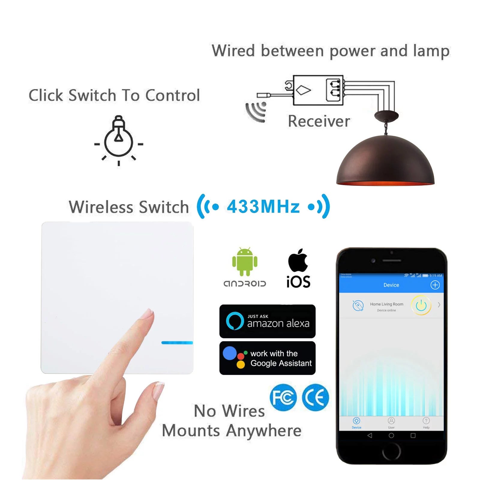 Smart Light Switch WiFi Wall Wireless 2x 1-gang Switch G73266