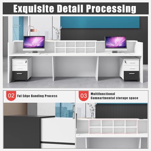 U-Shaped Wooden Reception Desk with Lockable Drawer S4397