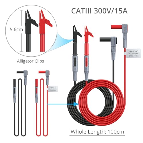 24pcs Electrical Multimeter Test Lead Kit with Alligator Clips, Test Probe, Spring Grabber, Banana Plug M899669