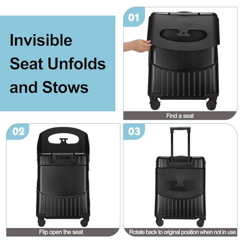 Black 22 Inch Expandable Ride on Suitcase with Spinner Wheels K329829