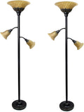 3 Light Floor Lamp with Scalloped Glass Shades Restoration Bronze (Pack of 2) T5014