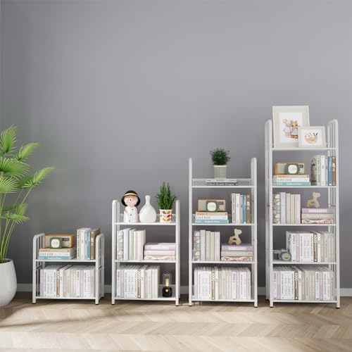 White 5 Tiers Tall Bookshelf V11895