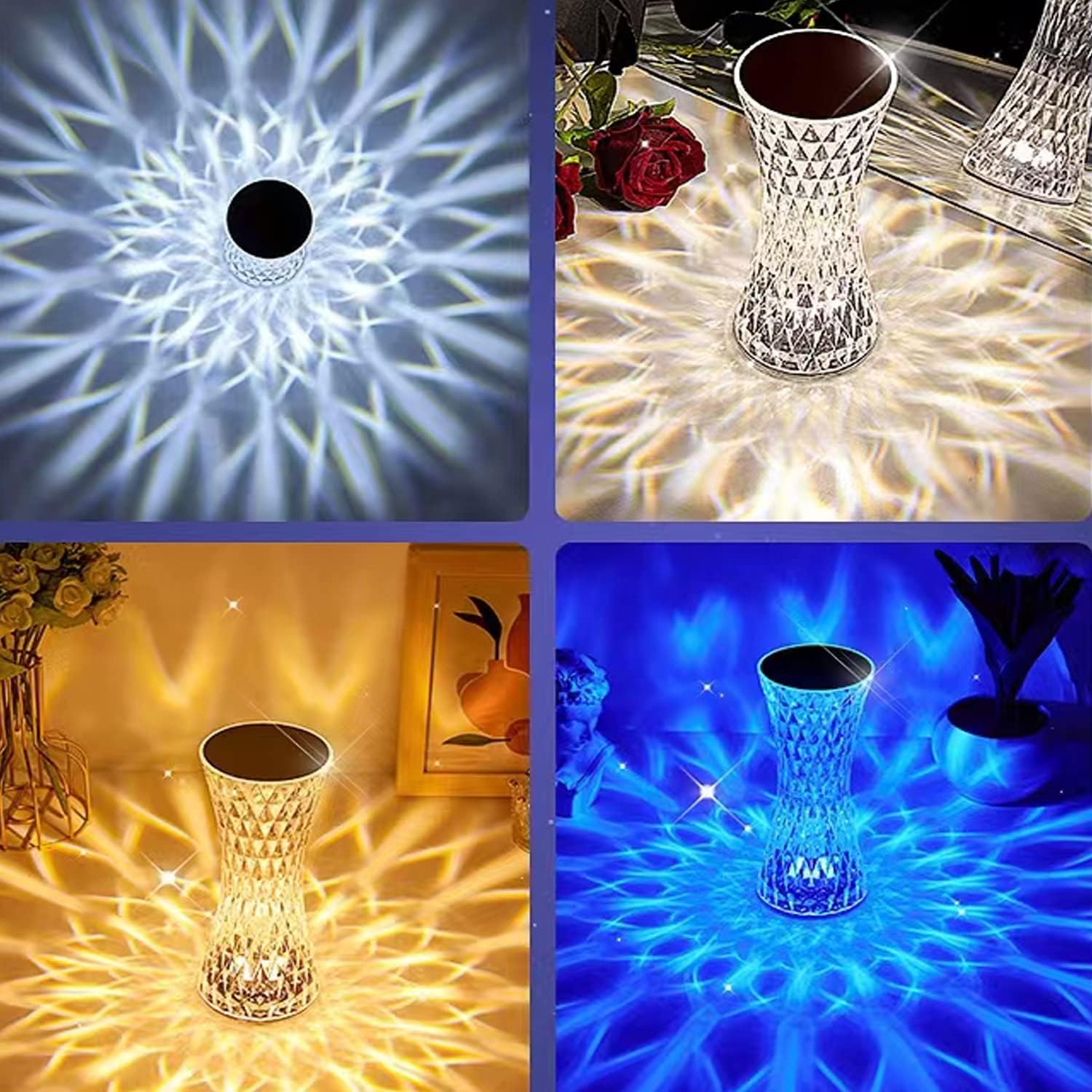 16 Color Changing Crystal Table Lamp with USB Charging P64536