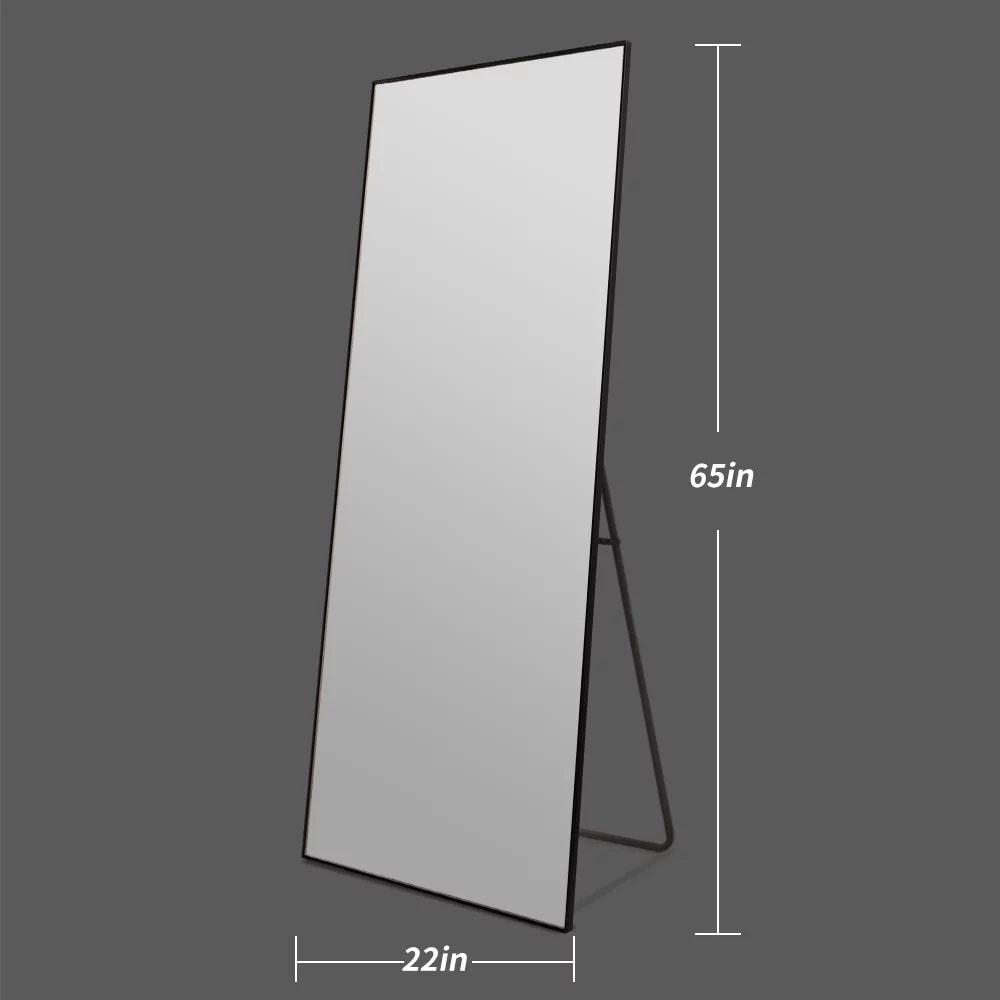 65"X22" Black LED Aluminum Floor Mirror Z300