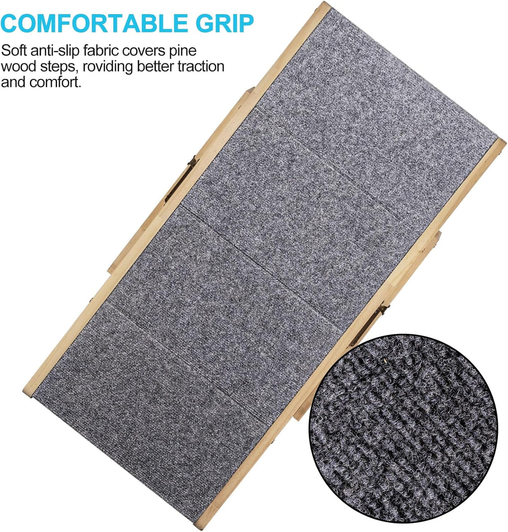 Wood Pet Stairs Foldable Dog Stairs & Ramp with Non-Slip Pads G432