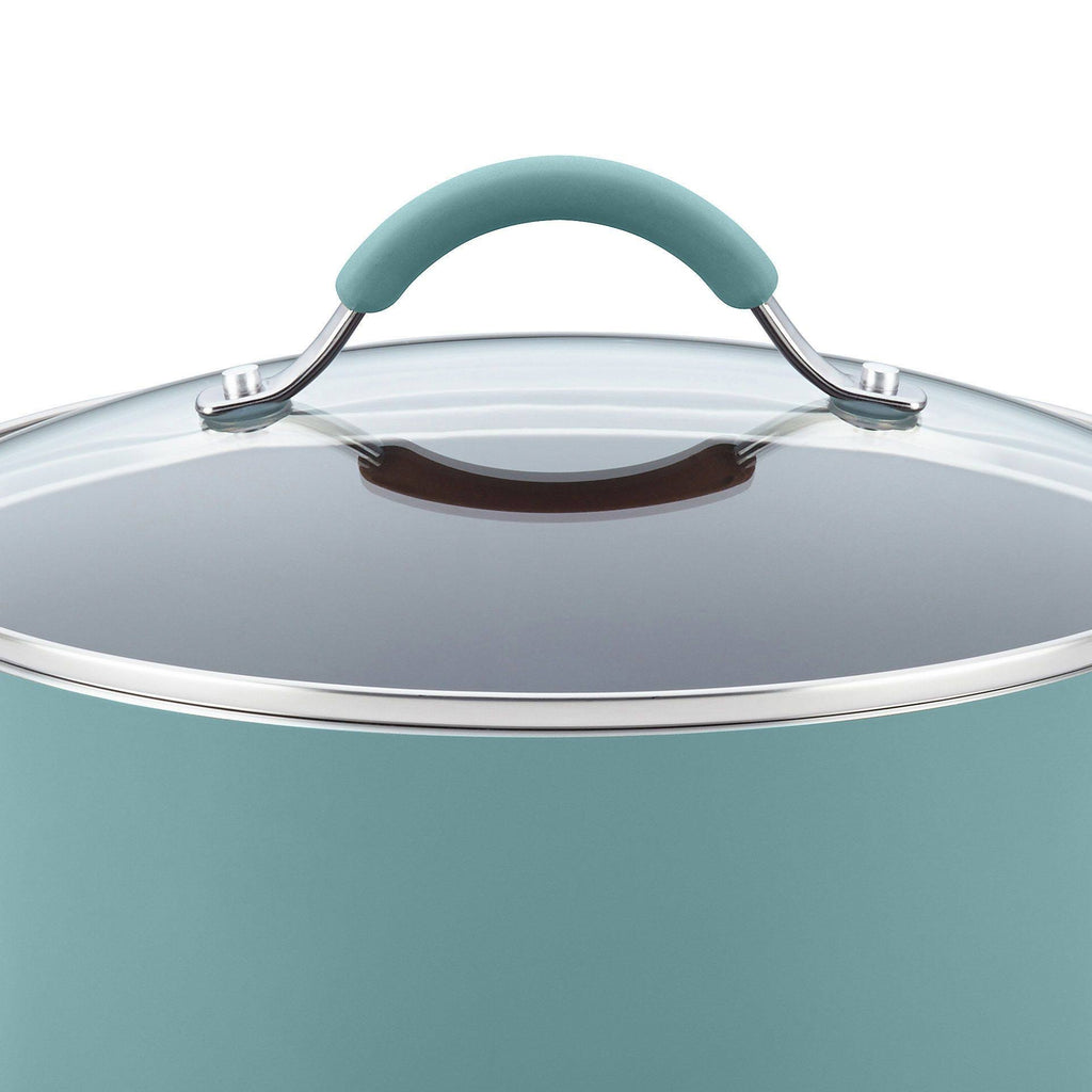 Hard Enamel Nonstick 8-Quart Covered Oval Pasta Pot with Pour Spout, Agave Blue O9850