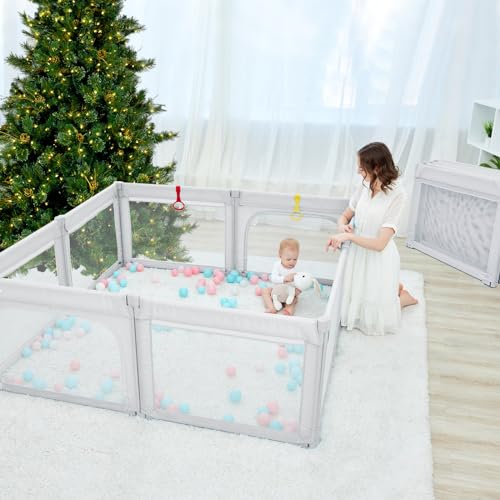 Baby Playpen Foldable 79x59 Light Grey X394