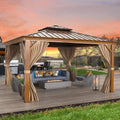 12'x16' Hardtop Gazebo with Curtains and Netting A6463