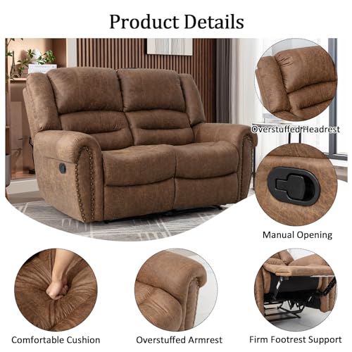 Manual Recliner Sofa Set, 2 Pieces, Nut Brown I799082
