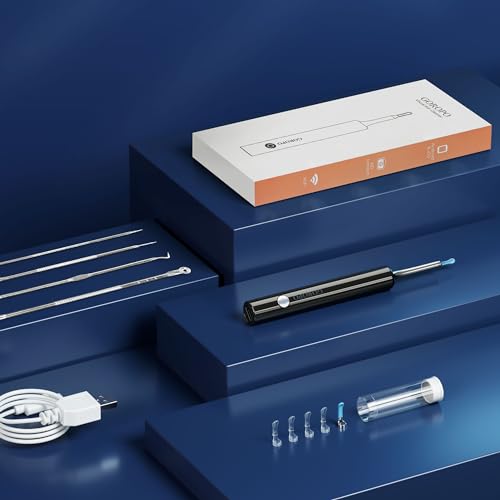 White Wireless Ear Otoscope Kit with 4 Ear Pick & 6 LED Lights Q6751
