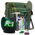 15 PCS Geology Rock Pick Hammer Kit with Digging Chisels, Shovel, Backpack, Magnifying Glass, Goggles, Whistle, Soil Sieve D57162