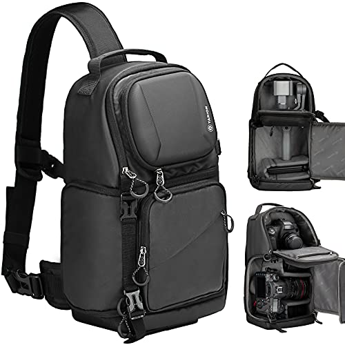Black Waterproof Camera Sling Bag Backpack with Raincover Tripod Holder Z7746