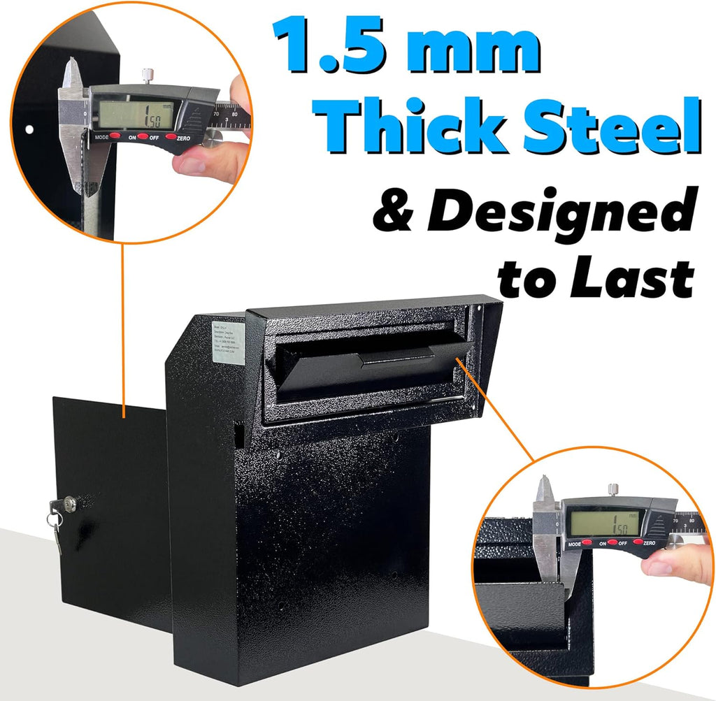 Black Galvanized Steel Mailbox Drop Box F838871