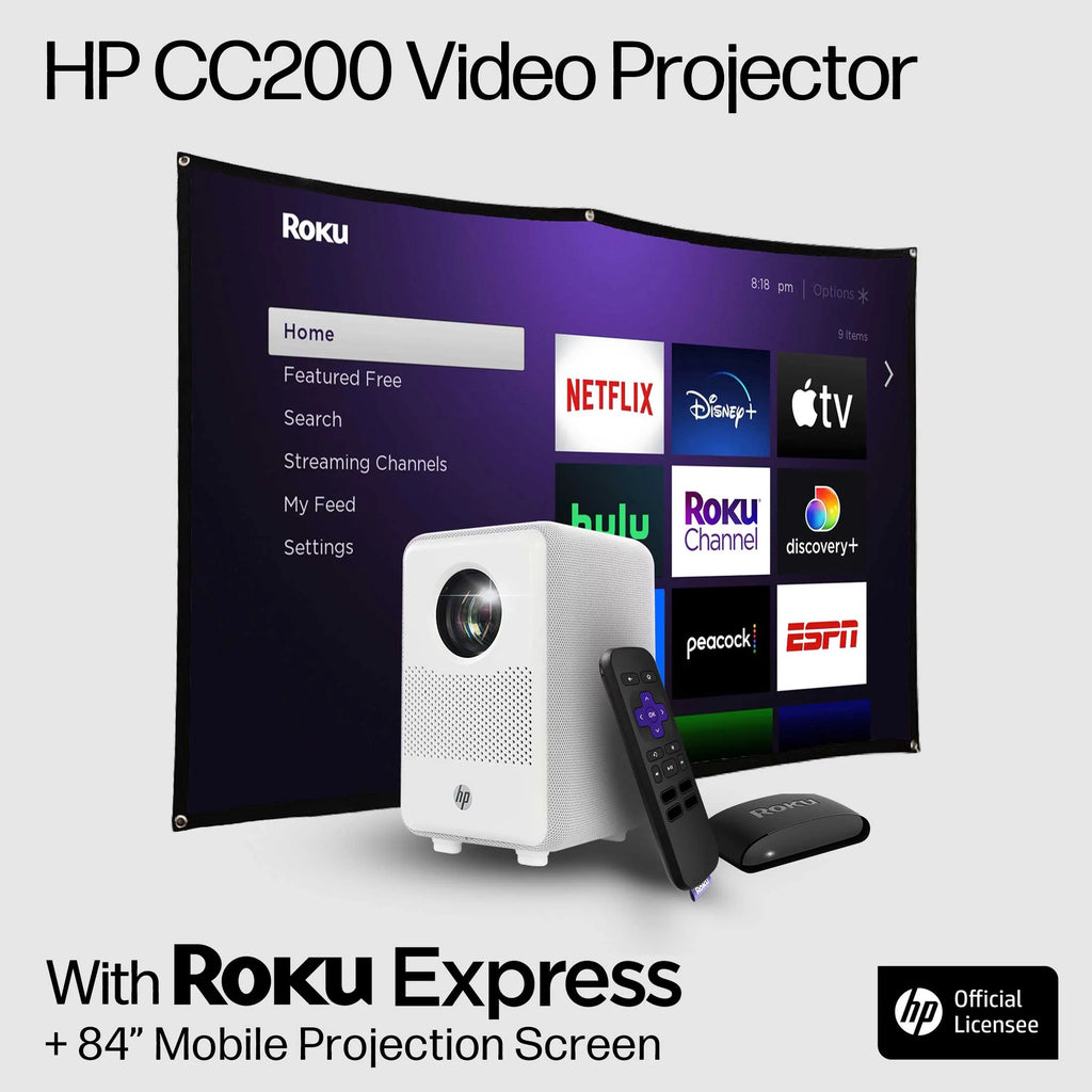 FHD LCD Projector with Streaming Player and 84" Mobile Projection Screen R27538