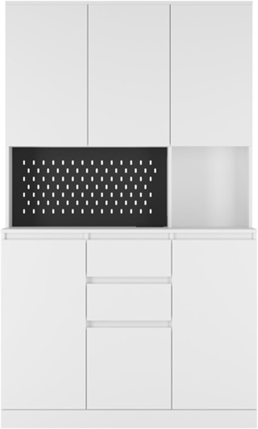 74" Kitchen Pantry Cabinet with Charging Station, Freestanding Buffet Cupboards Sideboard with Drawer, Modern Pantry Cabinet with Microwave Stand Z269431