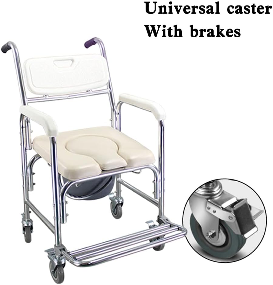 Multifunction Wheeled Mobile Toilet Commode Shower Chair Wheelchair with Wheels L946