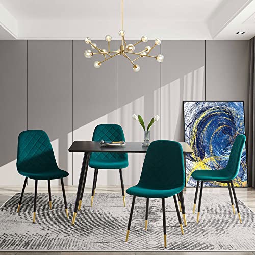 Green Velvet Set of 4 Dining Chairs with Metal Legs L751