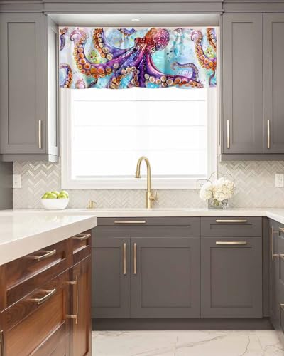 Rod Pocket Window Valances Short Kitchen Curtains 54x18IN,1 Panel D868