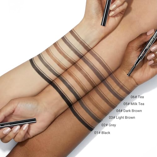4 Fork Tip Eyebrow Pen with Dual-ended Eyebrow Brush, Waterproof, Gray Brown J97275