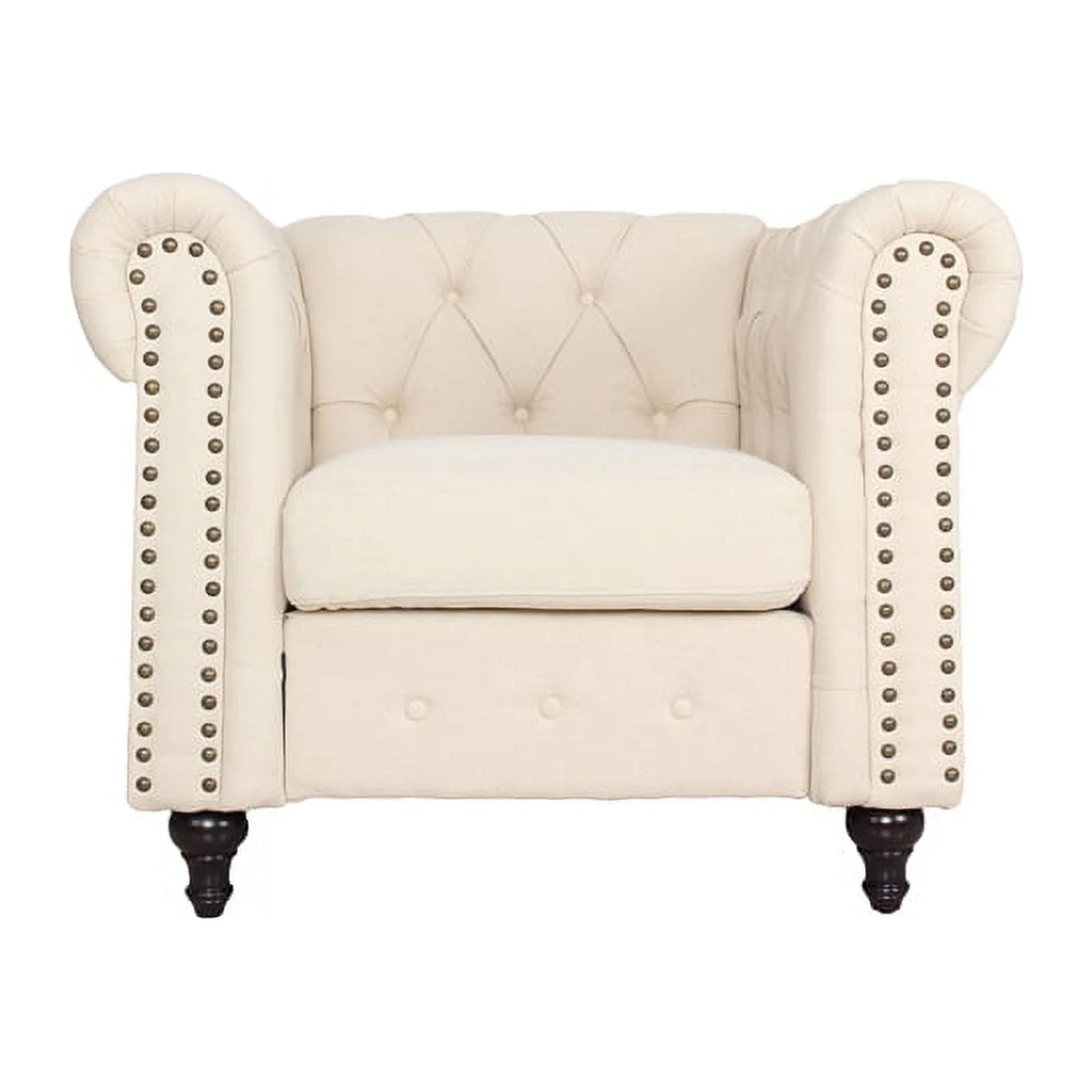 3 Piece Living Room Set with Loveseat and Two Accent Chairs in Cream Y544