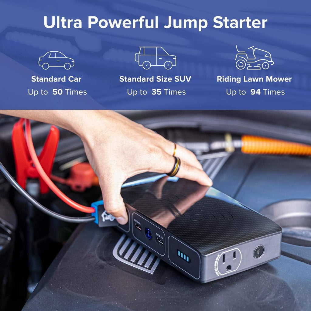 44400 mWh Portable Laptop Power Bank with AC Outlet and Car Charger, Black Graphite V142194