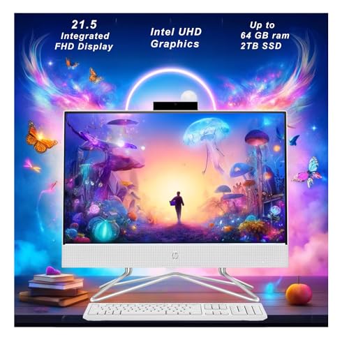 21.5" 1080P FHD Display All-in-One Desktop Computer, 16GB RAM, 1TB PCIe SSD, Intel Celeron Processor, Webcam, WiFi, HDMI, RJ-45, Wired Keyboard & Mouse, Windows 11 Pro J647