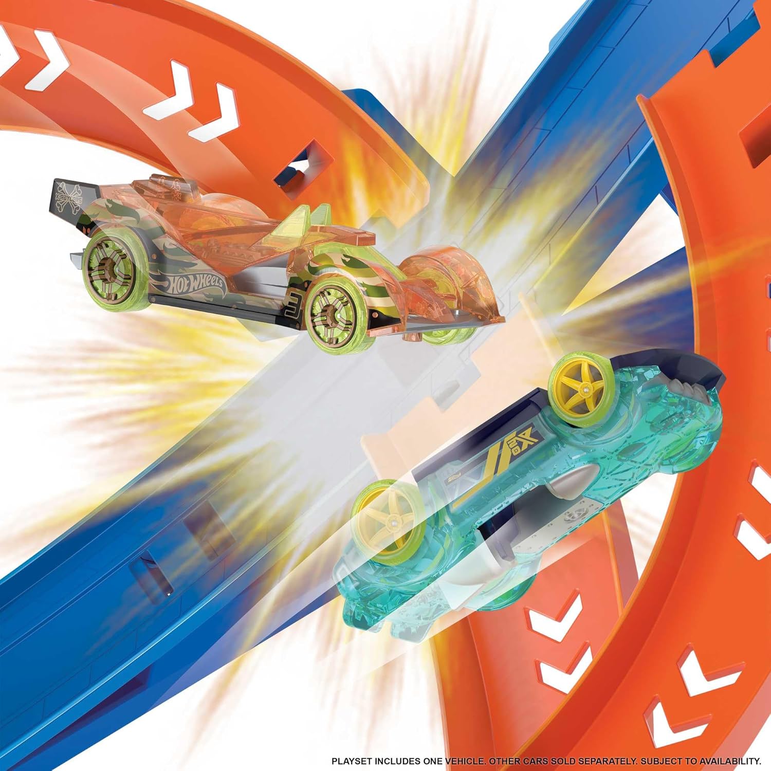 Spiral Speed Crash Toy Car Track Set with Motorized Booster and 1:64 Scale Car O88583