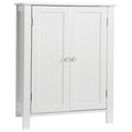 White Double Door Adjustable Shelf Bathroom Floor Storage Cabinet C1067
