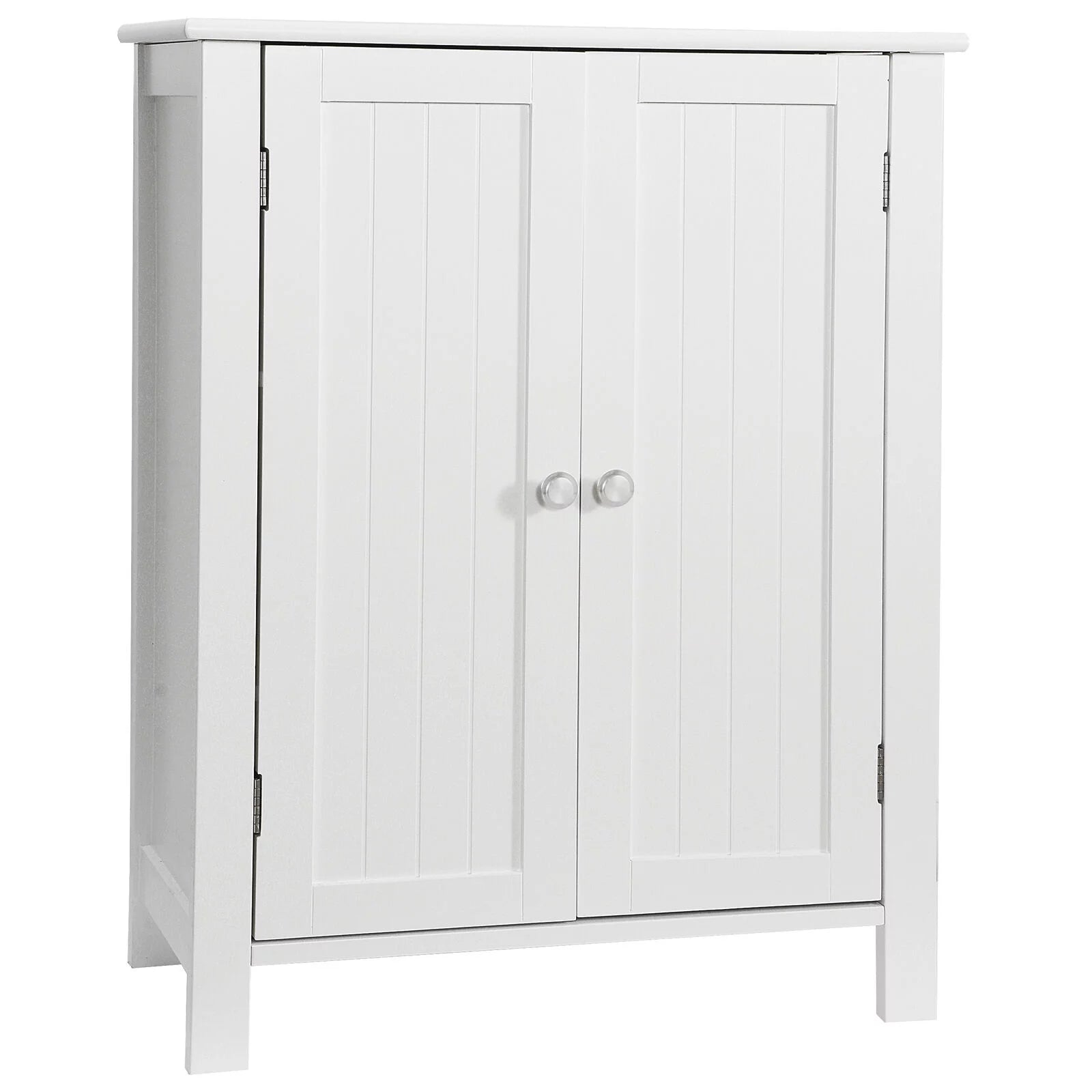 White Double Door Adjustable Shelf Bathroom Floor Storage Cabinet C1067