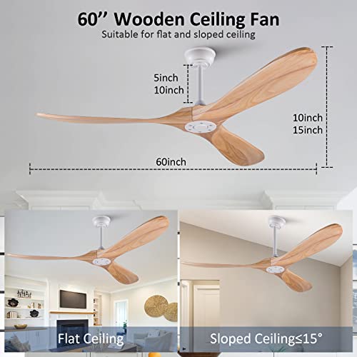 60 inch Solid Wood Ceiling Fan with Remote Control C3772