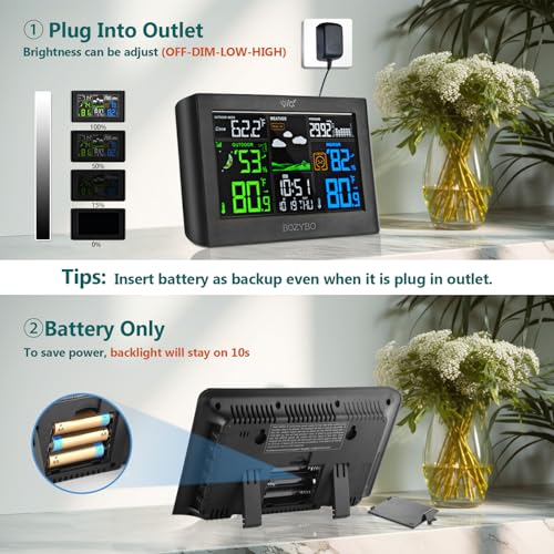 Wireless Indoor Outdoor Thermometer with Atomic Clock Temperature Humidity Monitor L13030