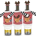 3Pack Christmas Wine Bottle Covers Reindeer Red K411696