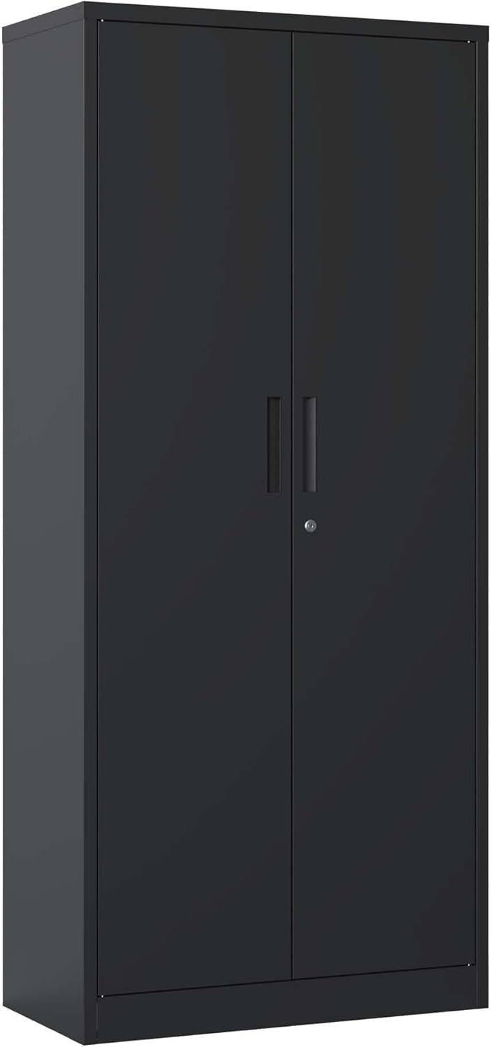 71" H Metal Garage Storage Cabinet with Doors and 4 Shelves L390