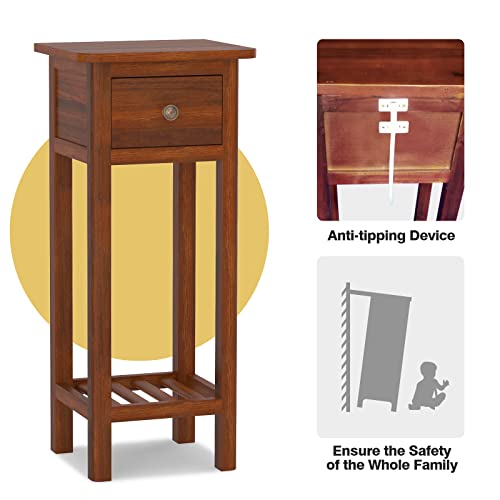 White Narrow End Table with Drawer & Shelf R687785