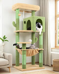 Beige 53inch Plush Cat Tree Tower with Scratching Post Q831