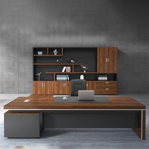 Brown L-Shape Executive Desk with Storage 79" L x 63" W x 29.5" H T830574