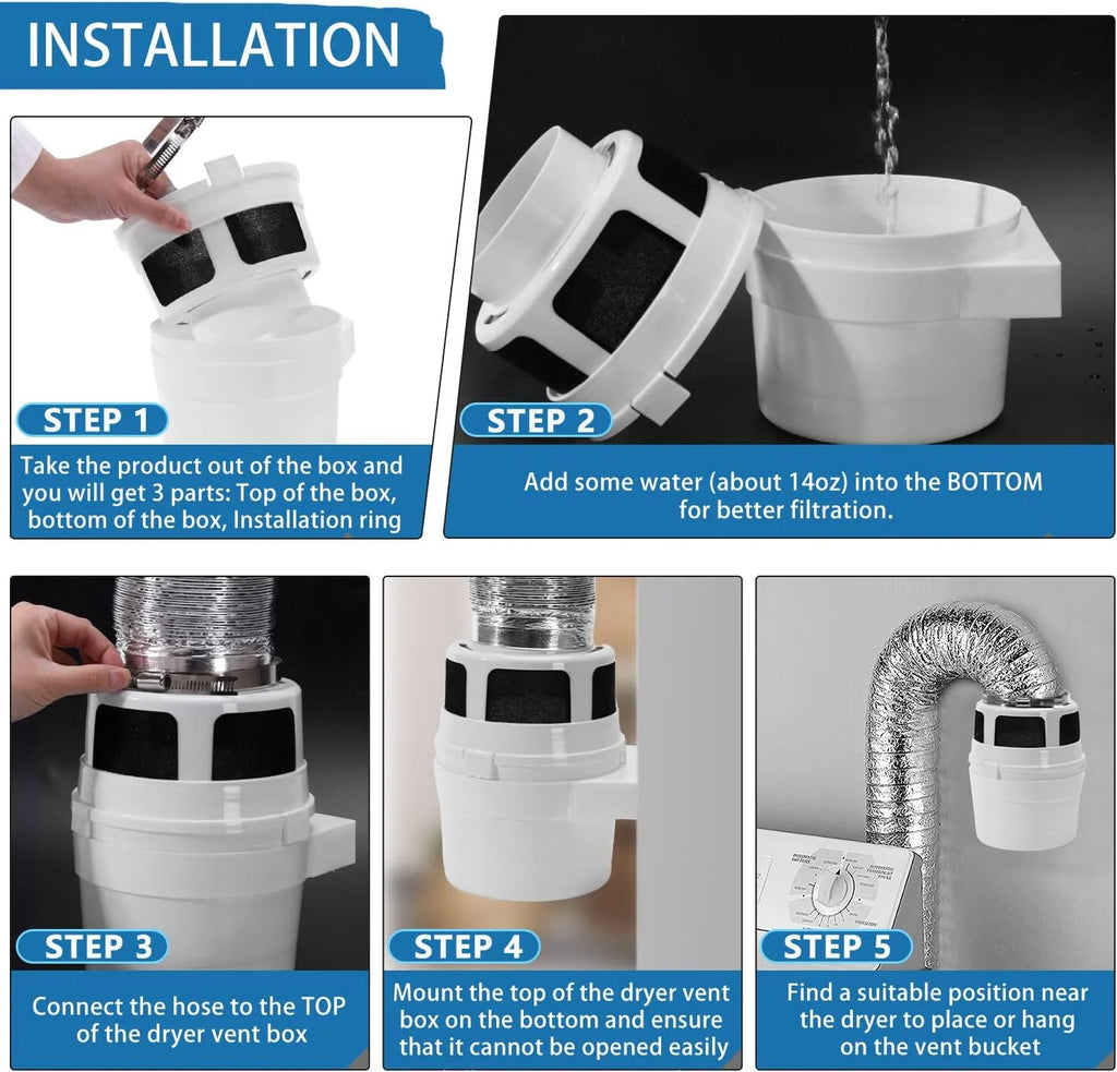 Indoor Dryer Vent Kit with 4-Inch by 5-Feet Silver Duct L6701