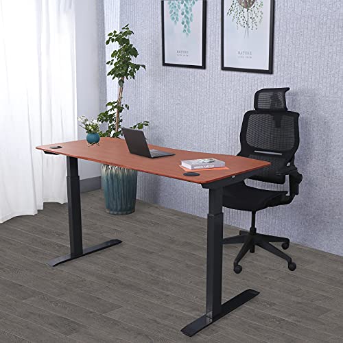 71" x 33" Electric Height Adjustable Stand up Desk with Curved Grey Top and Black Frame T37033