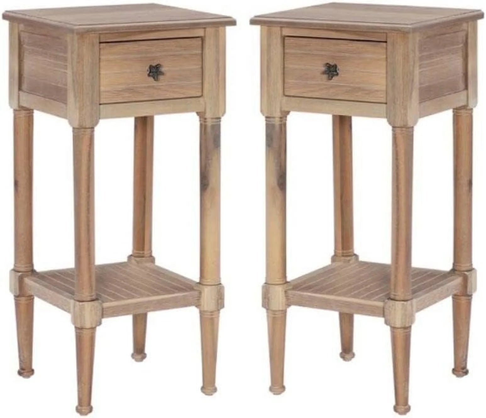 Natural Wood Accent Side Table Set Of 2 U9330