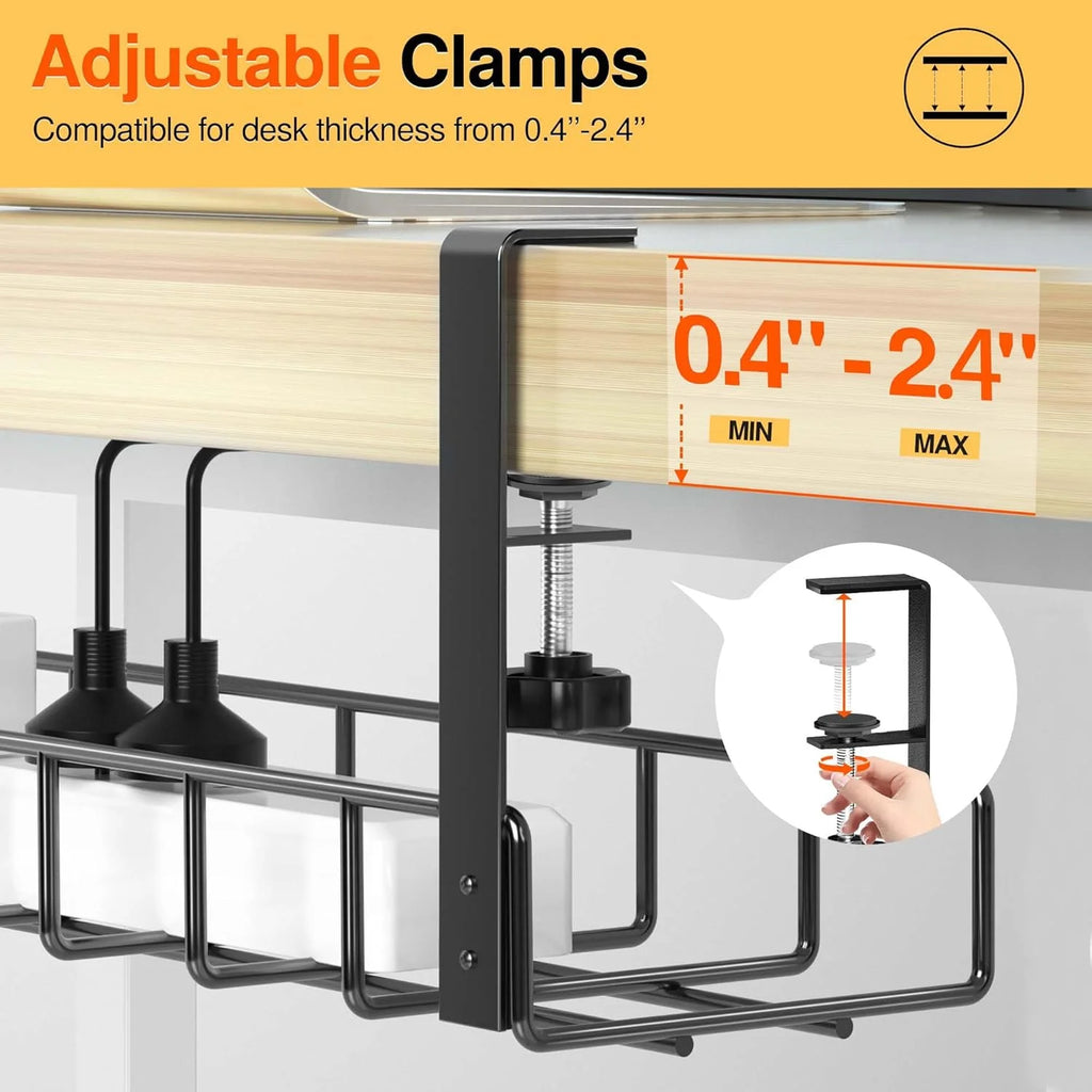 31.4" Black Metal Under Desk Cable Management Tray C854597