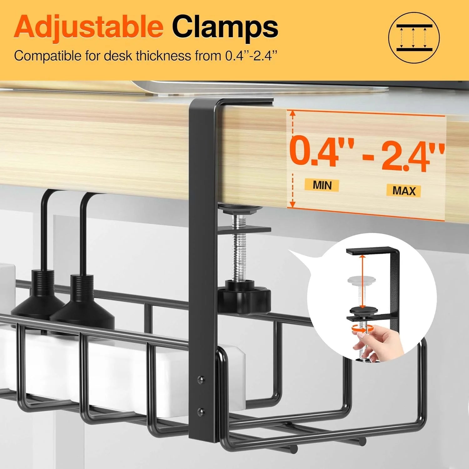 31.4" Black Metal Under Desk Cable Management Tray C854597
