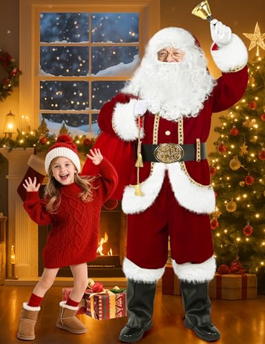 11PCS Deluxe Adult Red Santa Suit S286